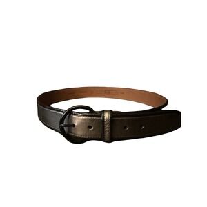 Fossil Leather Belt  Women's Large Brown Metallic Gold Boho‎ Round Buckle Retro